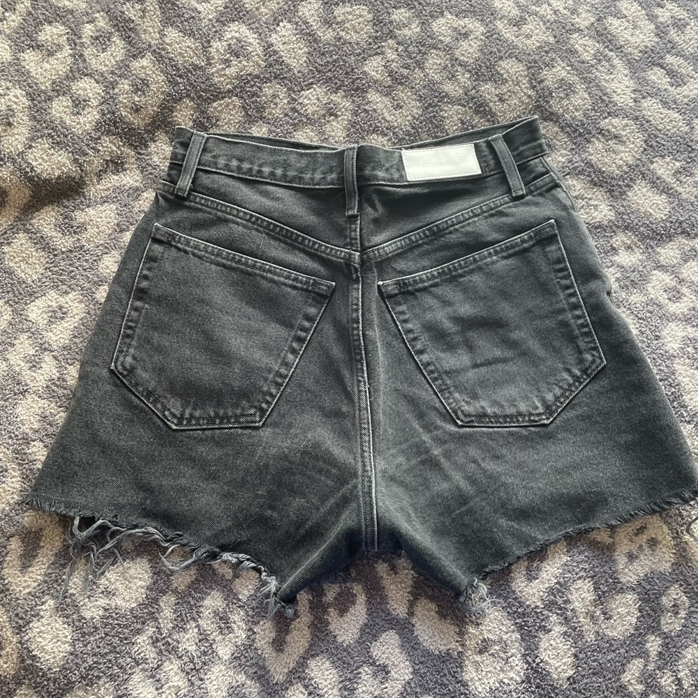 EUC Faded Black Re/done distressed shorts size 28 waist 29” button fly
